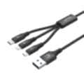UNITEK USB-A 3in1 HIZLI ŞARJ KABLOSU 1.2MT 2.4A MICRO USB, TYPE-C, LIGHTNING (C14049BK)
